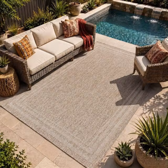 Livabliss Tuareg-Cottage Beige Ivory In- & Outdoor Jute-Look Polypropylene Rug, W: 200 cm, D: 275 cm