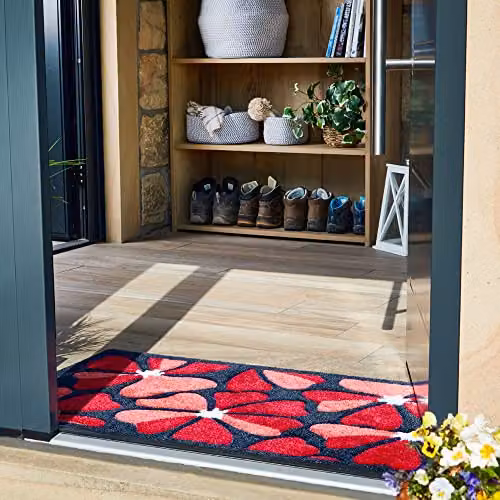 JVL Solemate Hand Carved Posy Doormat, Red, W: 57 cm, D: 100 cm – 7
