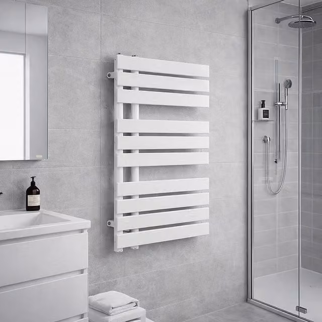 Lux Heat Open Flat White Towel Radiator in Matt White, W: 60 cm, H: 80 cm