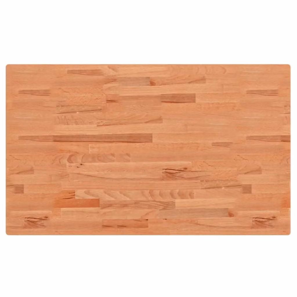 Berkfield Home Brown Solid Wood Beech Bathroom Countertop W: 100 cm, D: 60 cm, H: 1.5 cm – 1