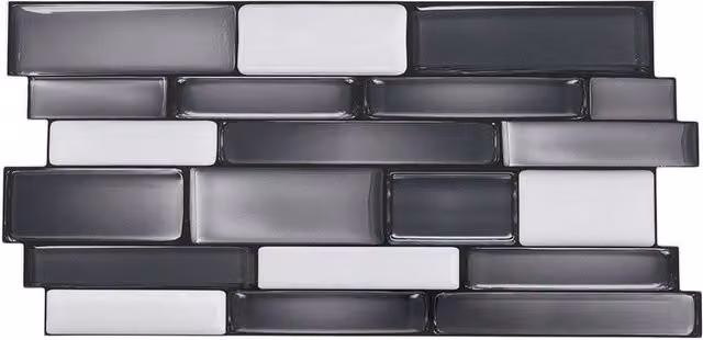 Living and Home 20Pcs Peel and Stick Marble Effect Mosaic Wall Sticker Splashback Tile in Dark Grey