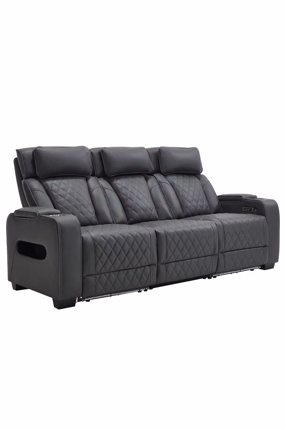 More4Homes Capri 3 Seater Electric Recliner Sofa in Charcoal Grey with Cup Holders and USB Charging – 2