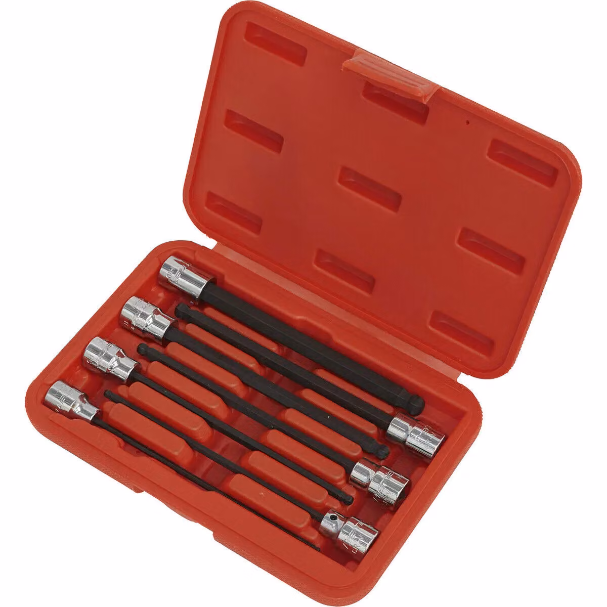 Loops 7pc Ball End Hex Socket Bit Set, 3/8" Square Drive, 3mm to 10mm, 150mm Long Shaft, Chrome Vanadium – 3