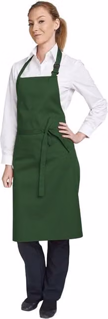 Dennys Multicoloured Bib Apron, Bottle Green, Pack of 2, W/H: 71.12 x 91.44 cm