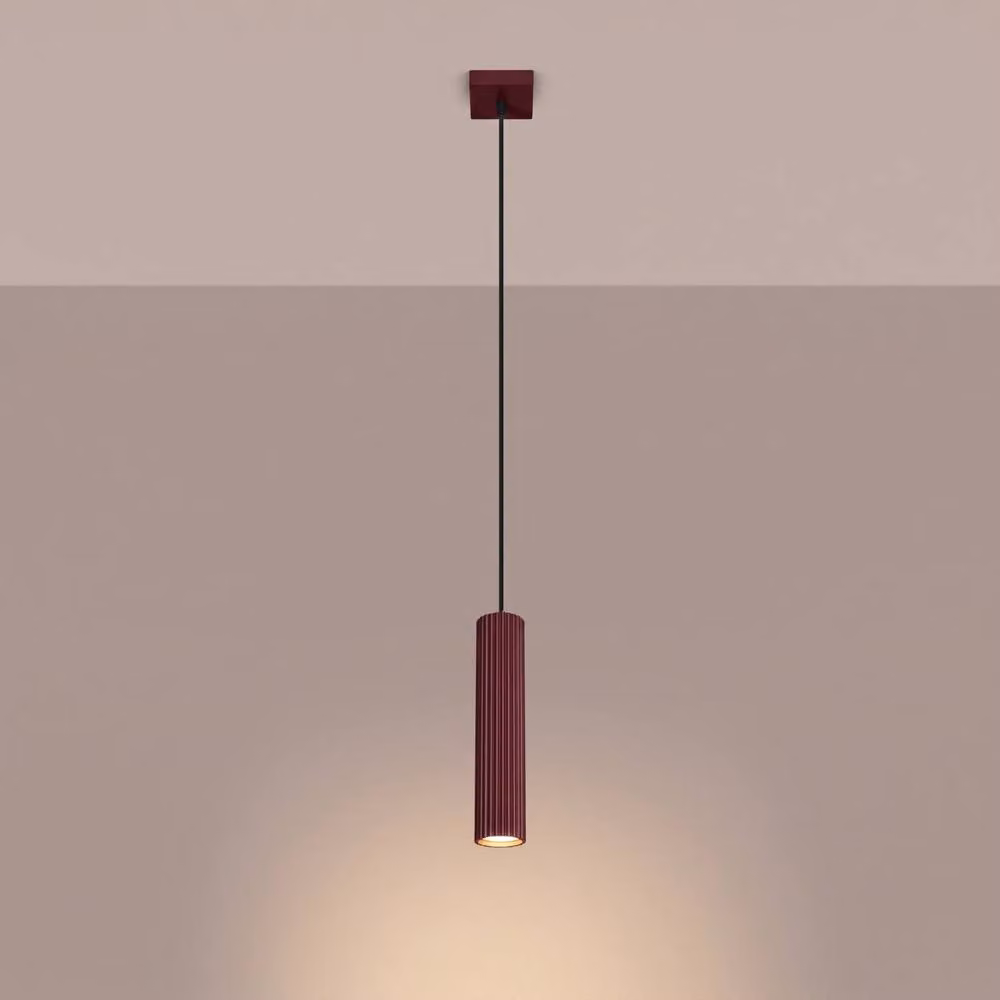 Sollux Lighting minimalist cylinder pendant lamp in red, W/D/H: 118 x 8 x 8 cm – 3
