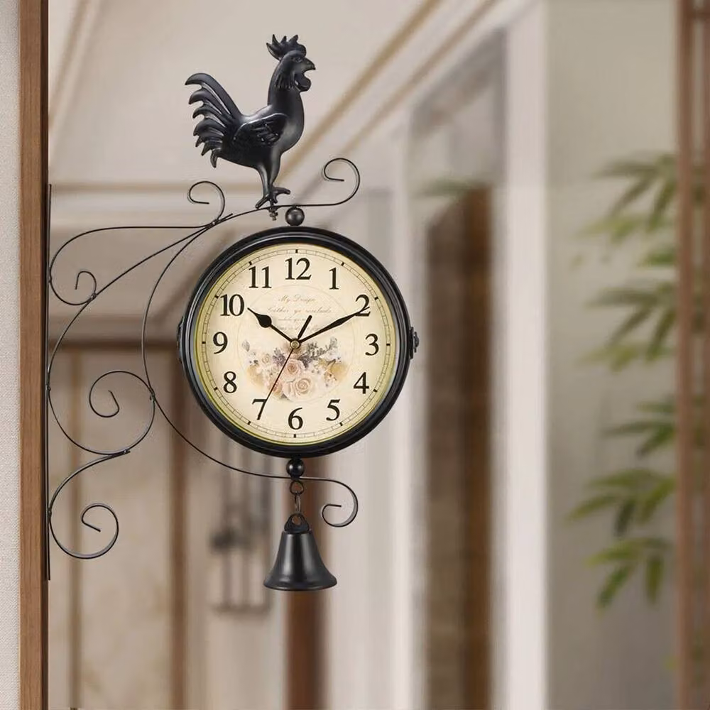KORVIXA Retro Round Analog Wall Clock in Black with Metal and Glass, Diameter: 100 cm – 2