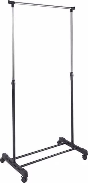 My Laundry Minimalist Single Clothes Rail in Black Metal, H 160 cm x W 160 cm x D 8 cm