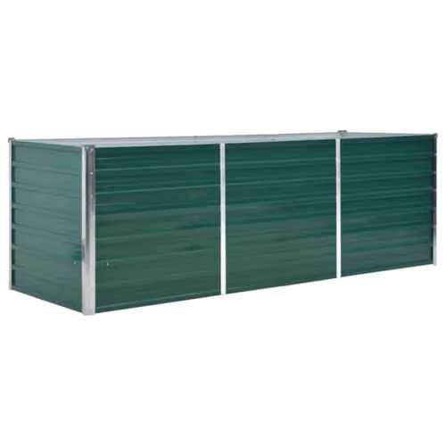 vidaXL Green Galvanised Steel Garden Raised Bed, W: 240 cm, D: 80 cm, H: 77 cm – 1