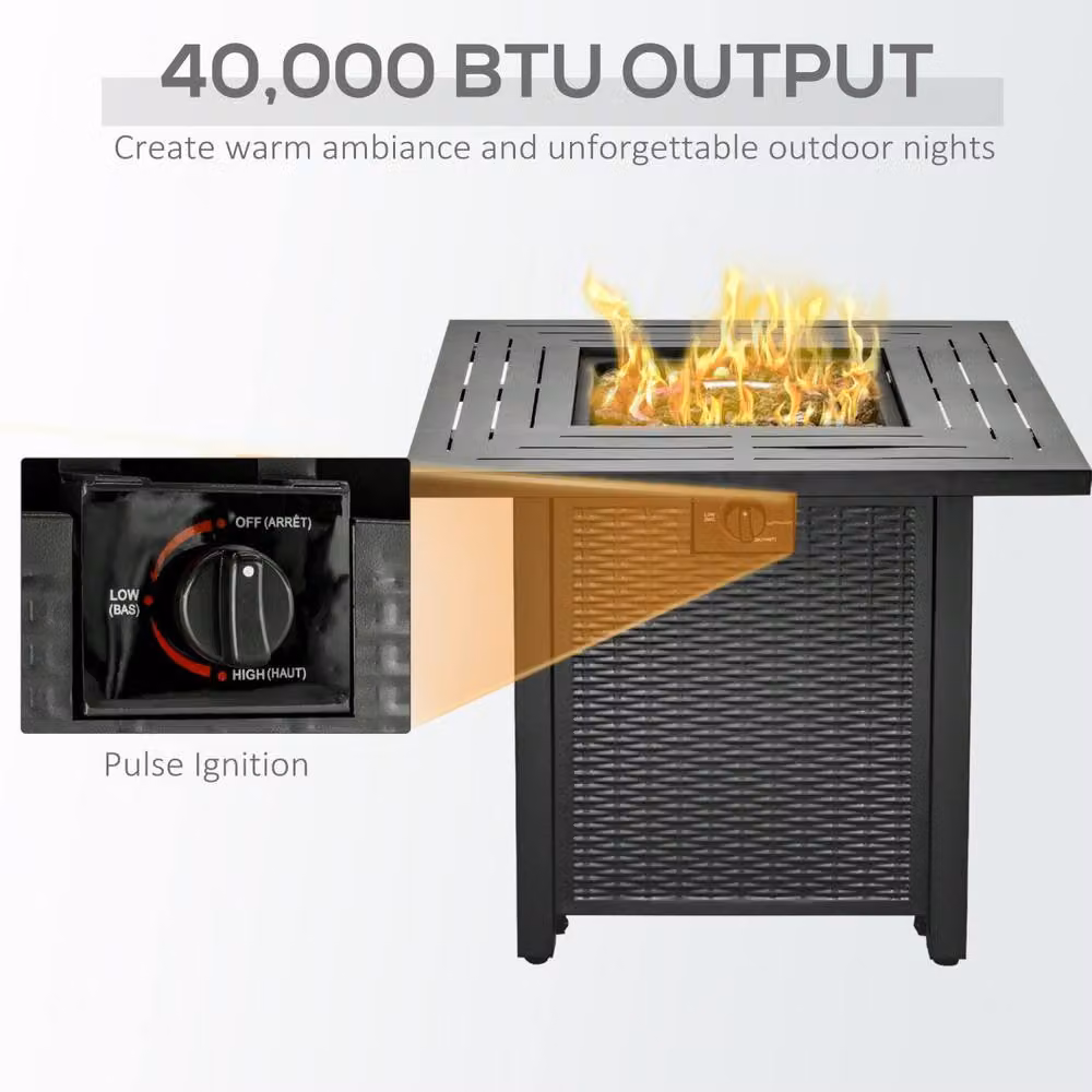 Wyld Haus Ellulo Black Square Propane Gas Fire Pit Table with Lid and Cover, W/D/H: 71 x 63 x 71 cm – 5
