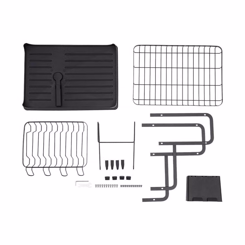 SPETLEK 2 Tier Dish Drainer Rack with Drip Tray in Black – 3