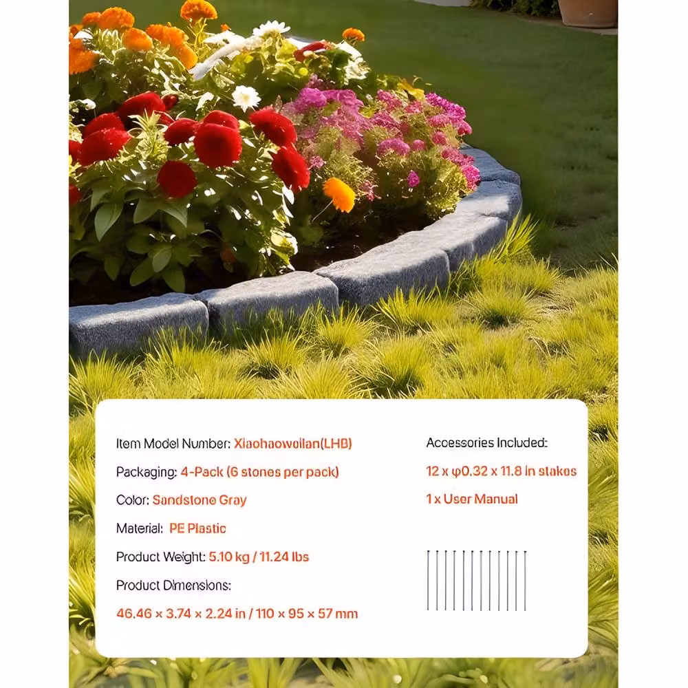 Ferand Realistic Flexible Garden Edging Landscape Border, Grey – 3