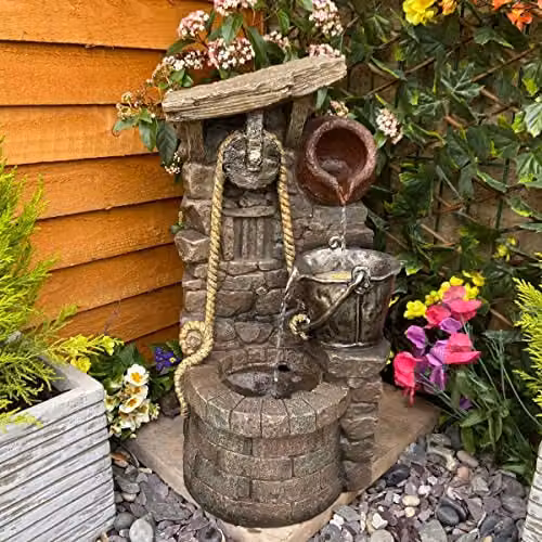 Tranquility Rustic Brown Jug Mains Powered Tabletop Cascade Water Feature – 1
