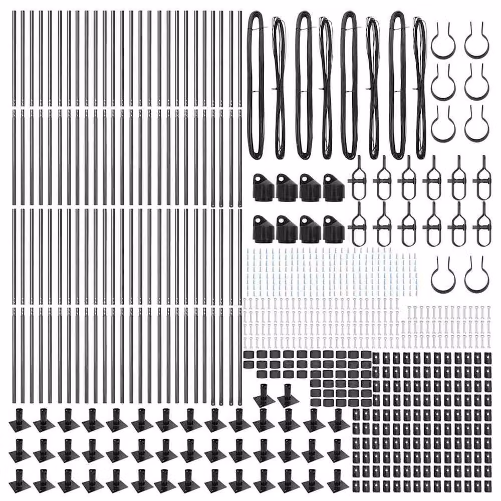 Berkfield Home Set of 104 Grey Round Concrete and Metal Fence Posts – 3