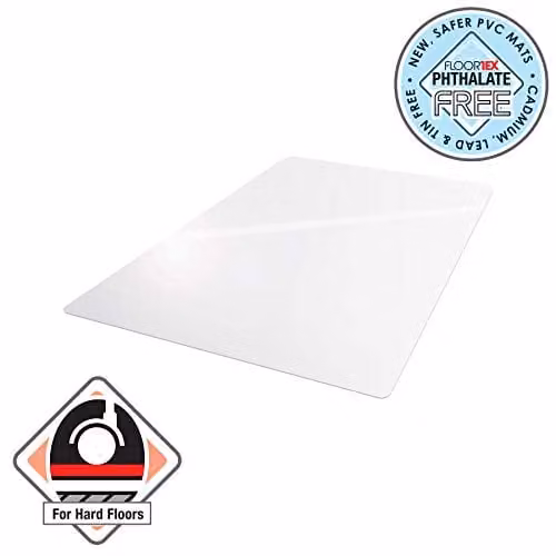 Floortex Advantagemat PVC Rectangular Chair Mat for Hard Floors, Transparent, W: 120 cm, D: 90 cm – 2