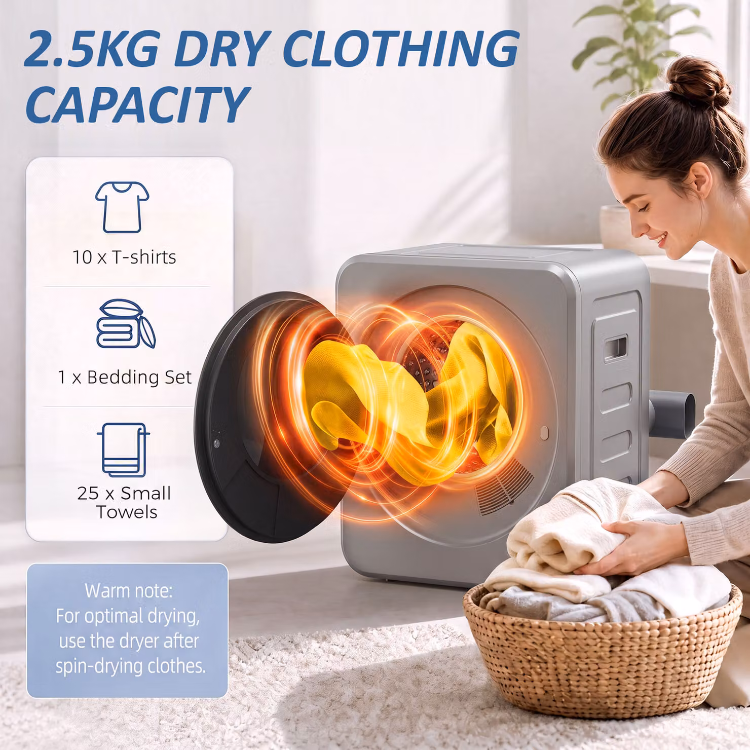 HOMCOM Silver Vented Front Loader Tumble Dryer with 4 kg Capacity and Stainless Steel Tub – 4