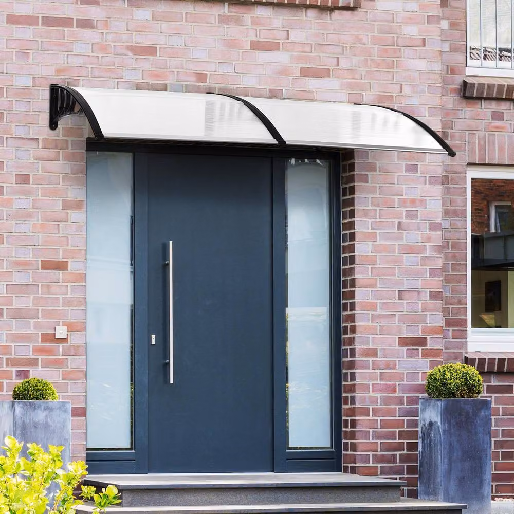 Rolipo Front Door Canopy Awning Rain Shelter, White and Clear, W: 75 cm, H: 195 cm – 3