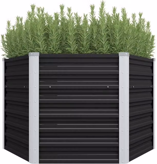 Berkfield Home Garden Anthracite Galvanised Steel Raised Bed, W/D/H: 129 x 129 x 77 cm – 1