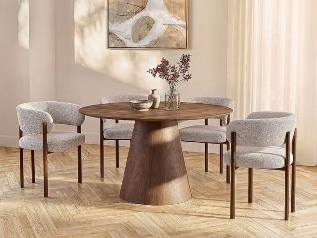 Vente-unique Antaliza Round 4-Seater Dining Table in Walnut Brown, Diameter: 120 cm, Height: 75 cm