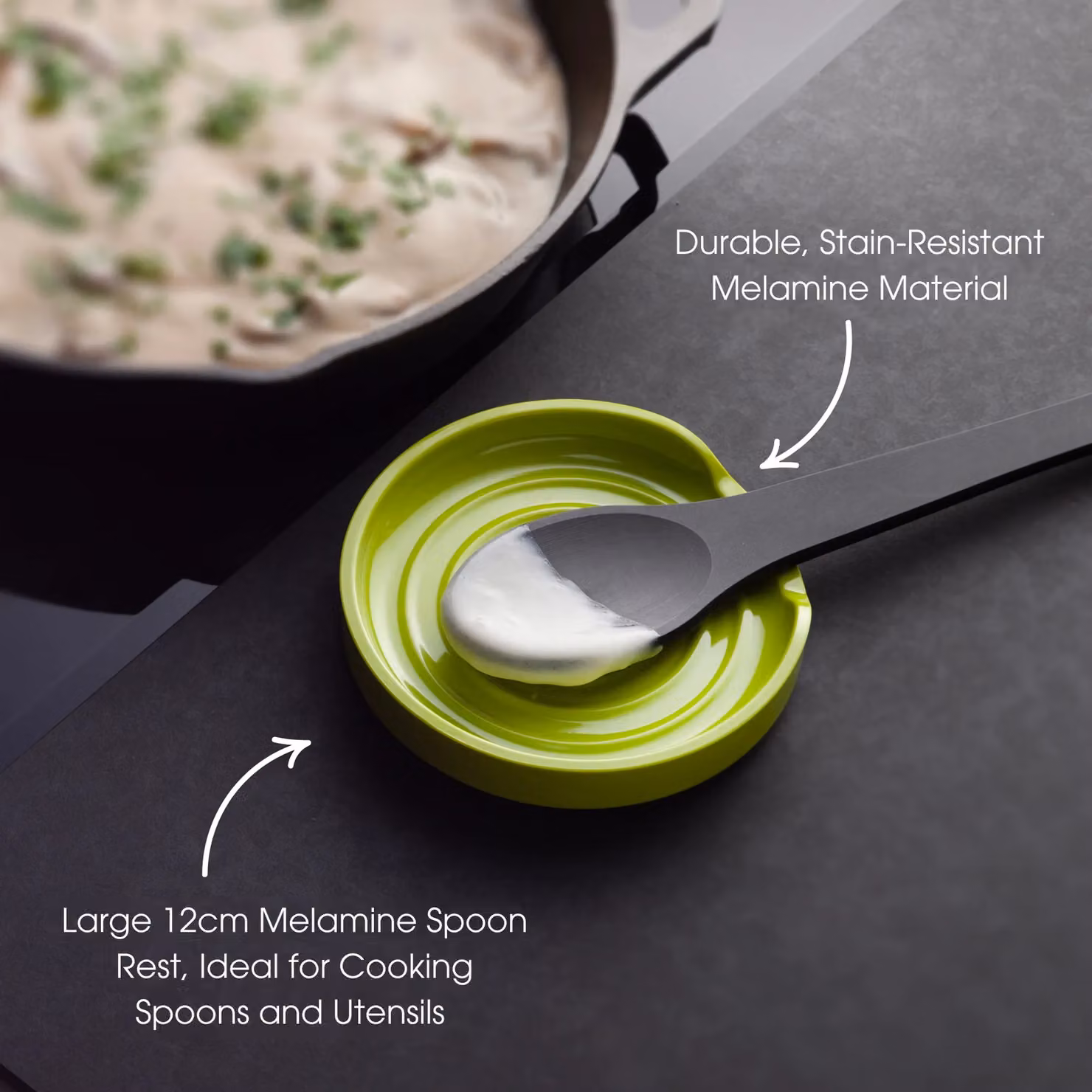 Zeal Melamine Circular Spoon Rest in Green, Diameter: 12 cm – 2