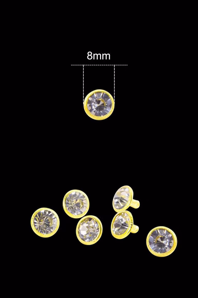 Neel Blue 8mm Flat Clear Crystal Rivets, Diamante Acrylic Studs with Gold Pins