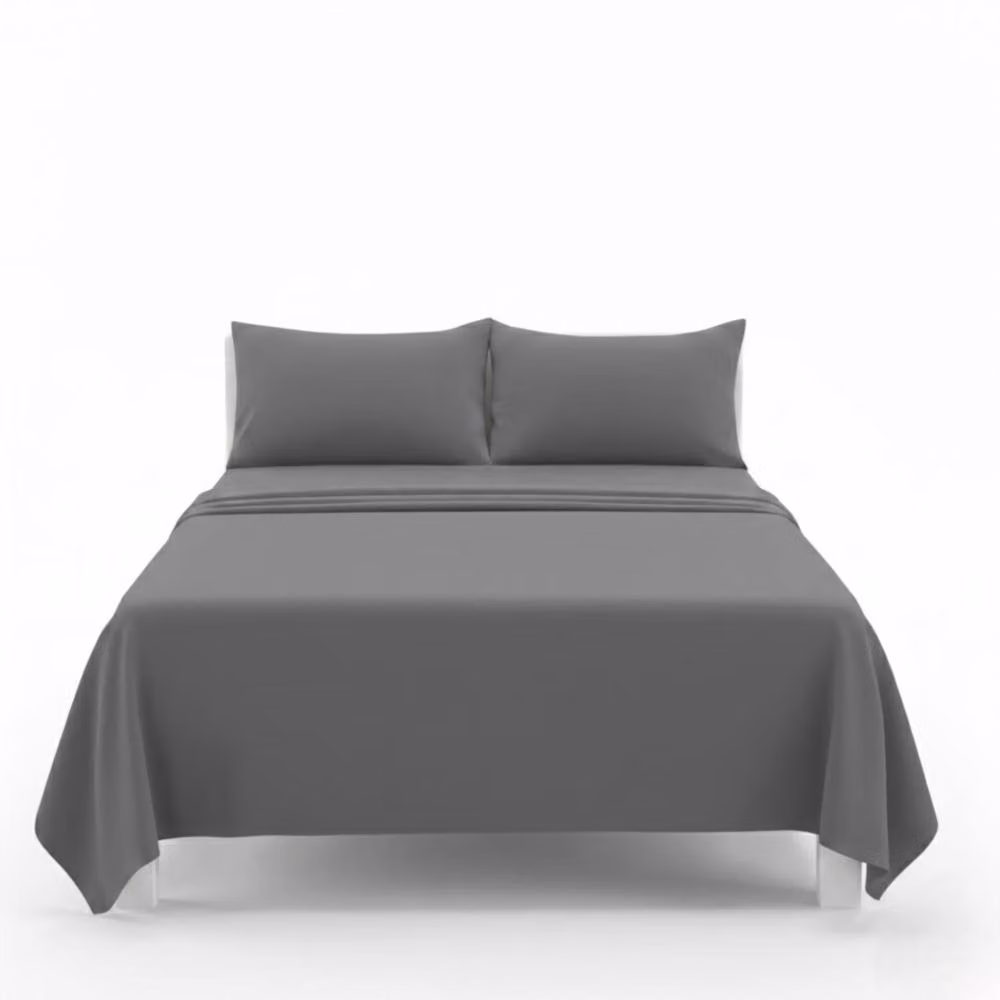 Snug City Easy Care Polycotton Flat Bed Sheet in Grey, Double, W: 140 cm x L: 200 cm – 2