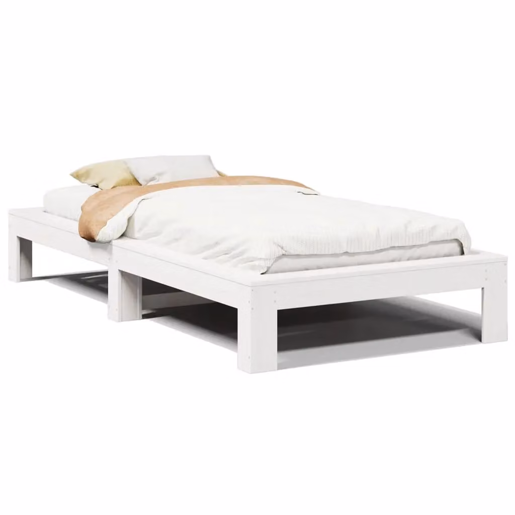 Berkfield Home Small Single Solid Wood Pine Bed Frame, White, W: 75 cm x L: 190 cm – 2