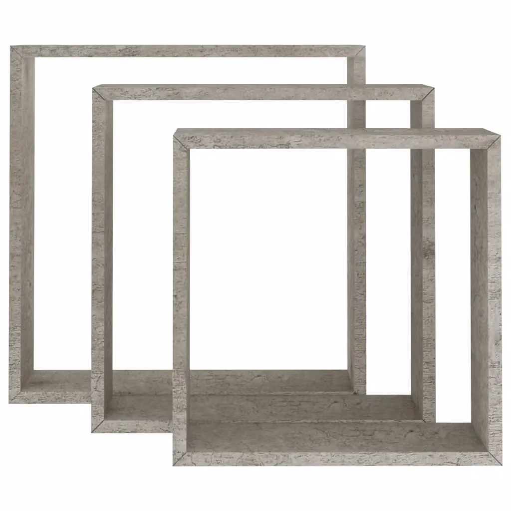 Berkfield Home Wall Mounted Cube Shelves, 3 Piece Set, Concrete Grey – 3