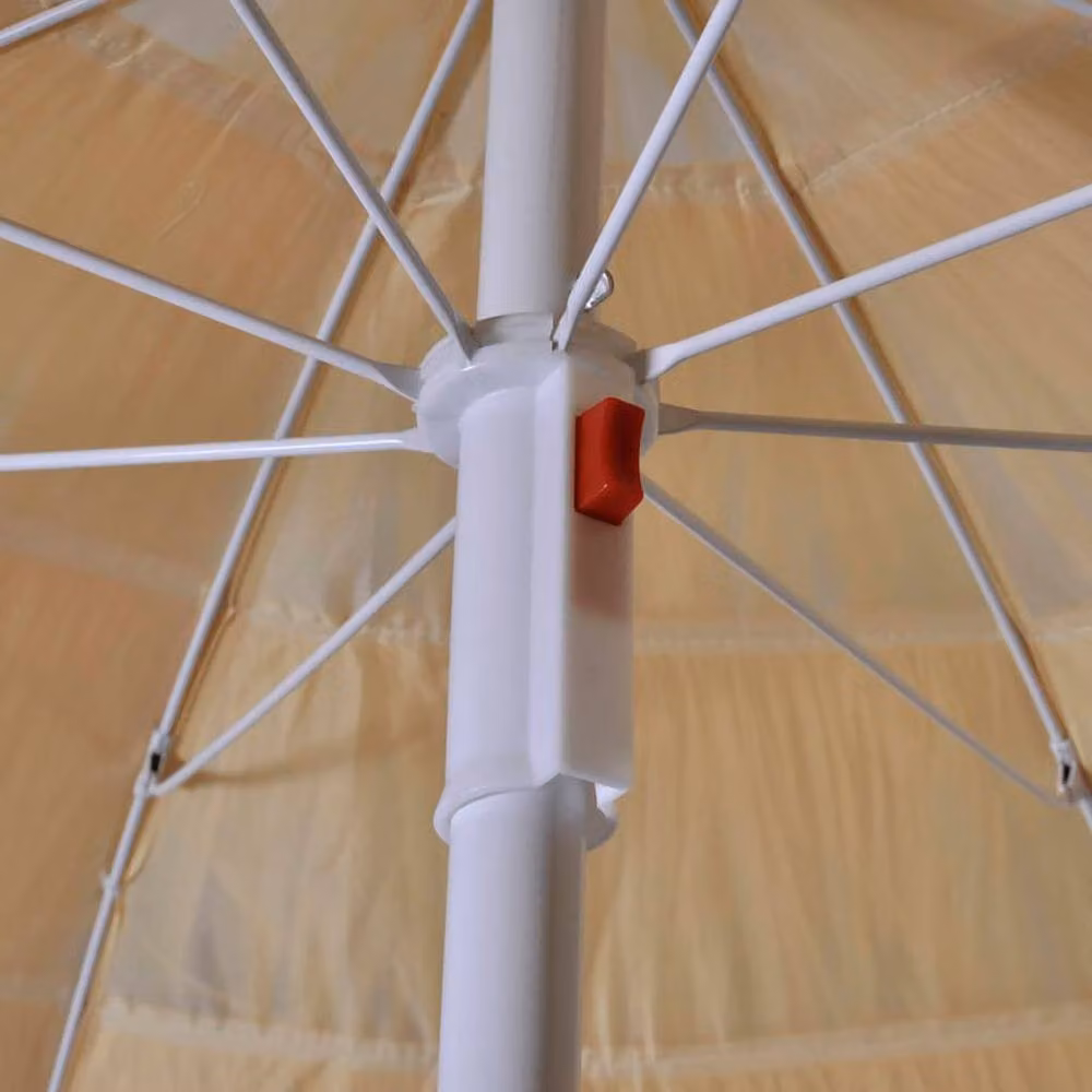 Berkfield Home Hawaii Style Tilt Beach Umbrella in Beige with Steel Frame and Polyester Canopy, W/D/H: 180 x 180 x 185 cm – 2