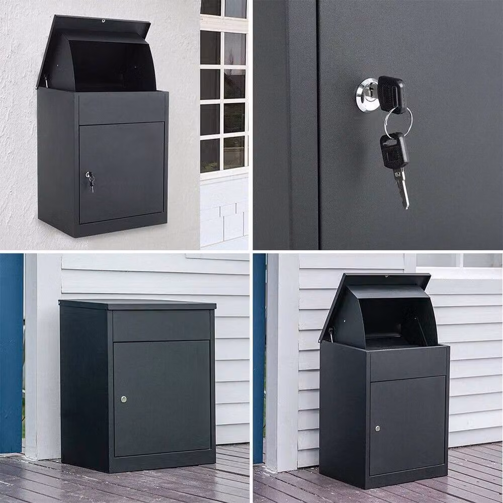 SPETLEK Lockable Steel Wall Mounted Outdoor Letter Post Box with Combination Lock in Black – 5
