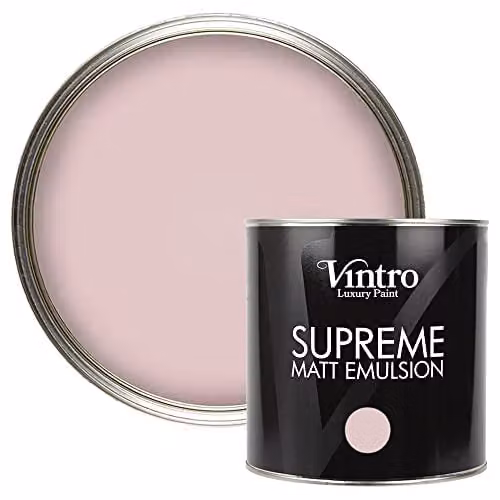 Vintro Luxury Matt Emulsion Multi Surface Paint in Light Pink, Madame de Pompadour, 2.5L – 1