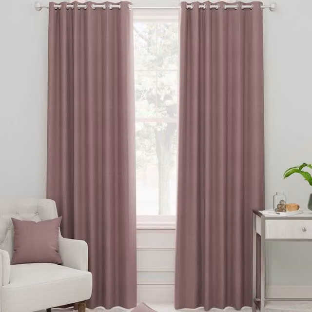 Linda Barker Royal Velvet Made to Measure Opaque Eyelet Curtain Panel in Dusty Rose