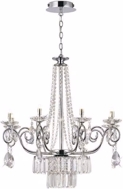 Netlighting Eden 8 Light G9 Crystal Ceiling Pendant Chandelier in Polished Chrome and Silver
