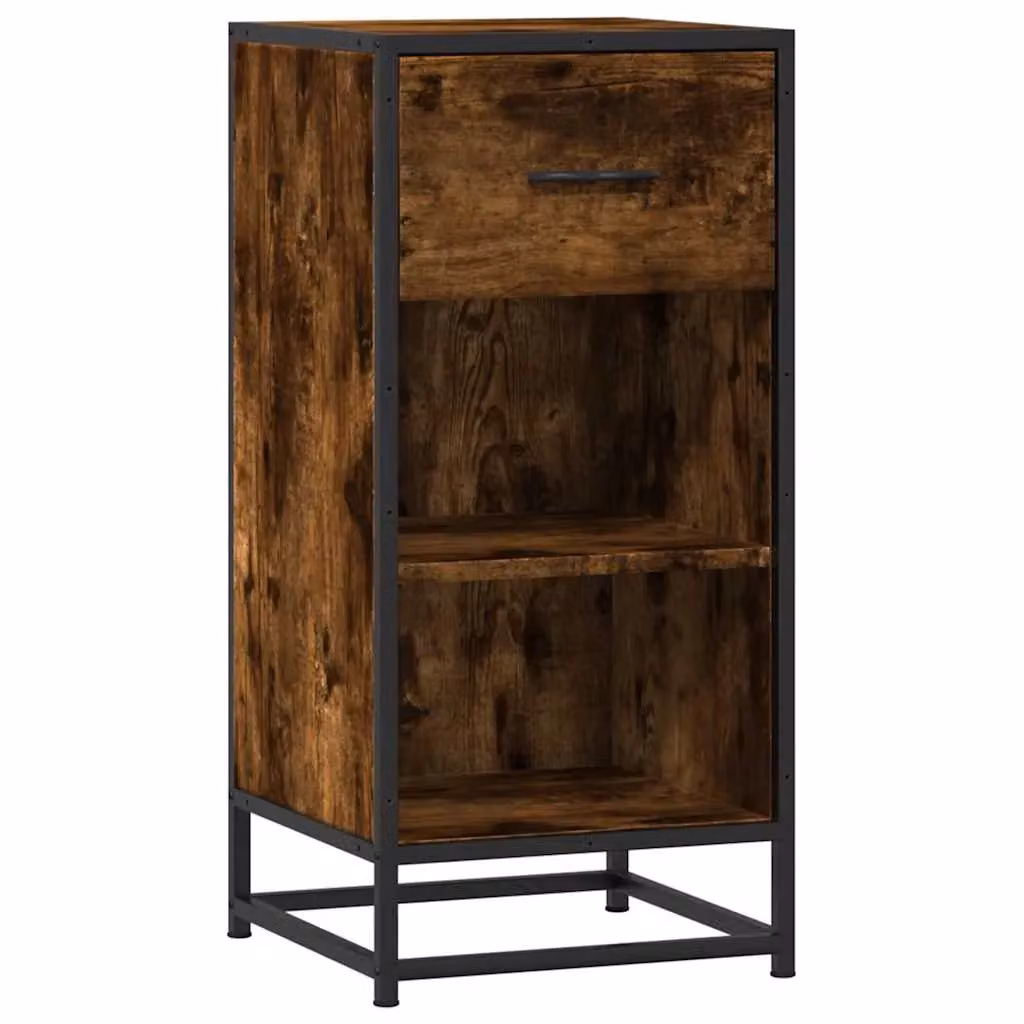 Berkfield Home Industrial Sideboard in Smoked Oak and Metal, Brown, W/D/H: 35.5 x 35 x 76 cm – 2