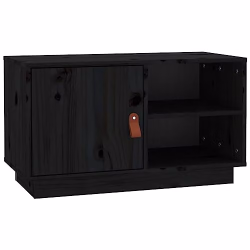vidaXL Rustic Black Solid Pine Wood TV Cabinet W/D/H: 70 x 34 x 40 cm