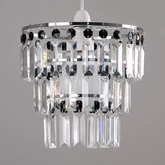 SPETLEK Transparent Crystal Pendant Ceiling Light Shade with Chrome Details