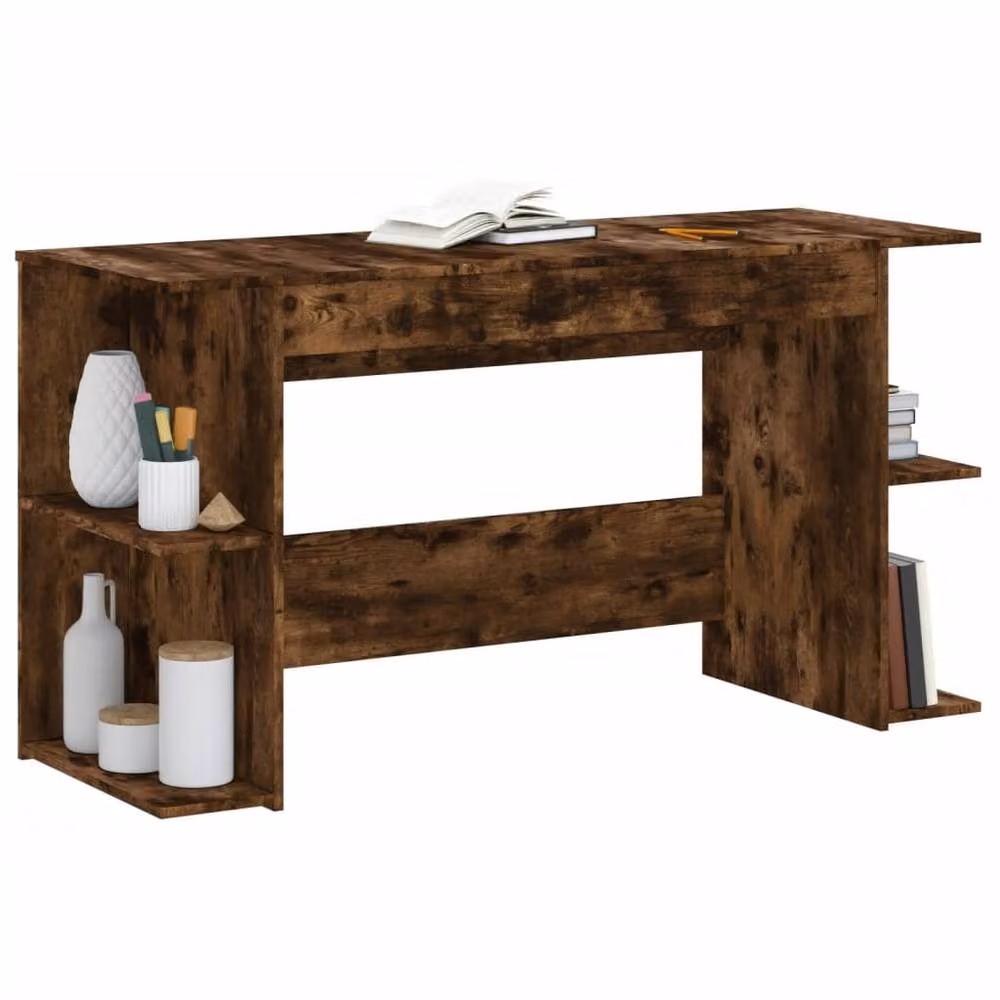Berkfield Home Writing Desk in Smoked Oak Brown, W/D/H: 140 x 50 x 75 cm – 3