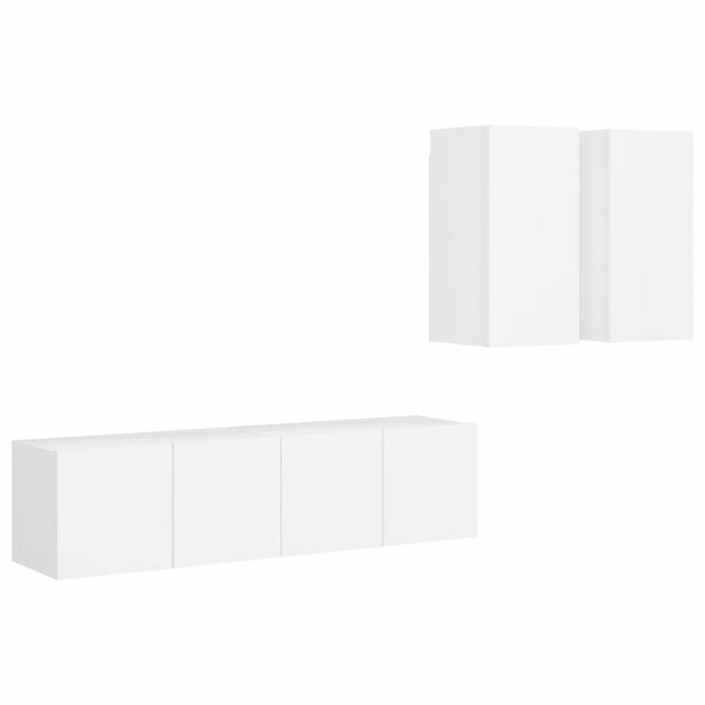 Berkfield Home 4 Piece Modern White Engineered Wood TV Cabinet Set for your Living Room – 2