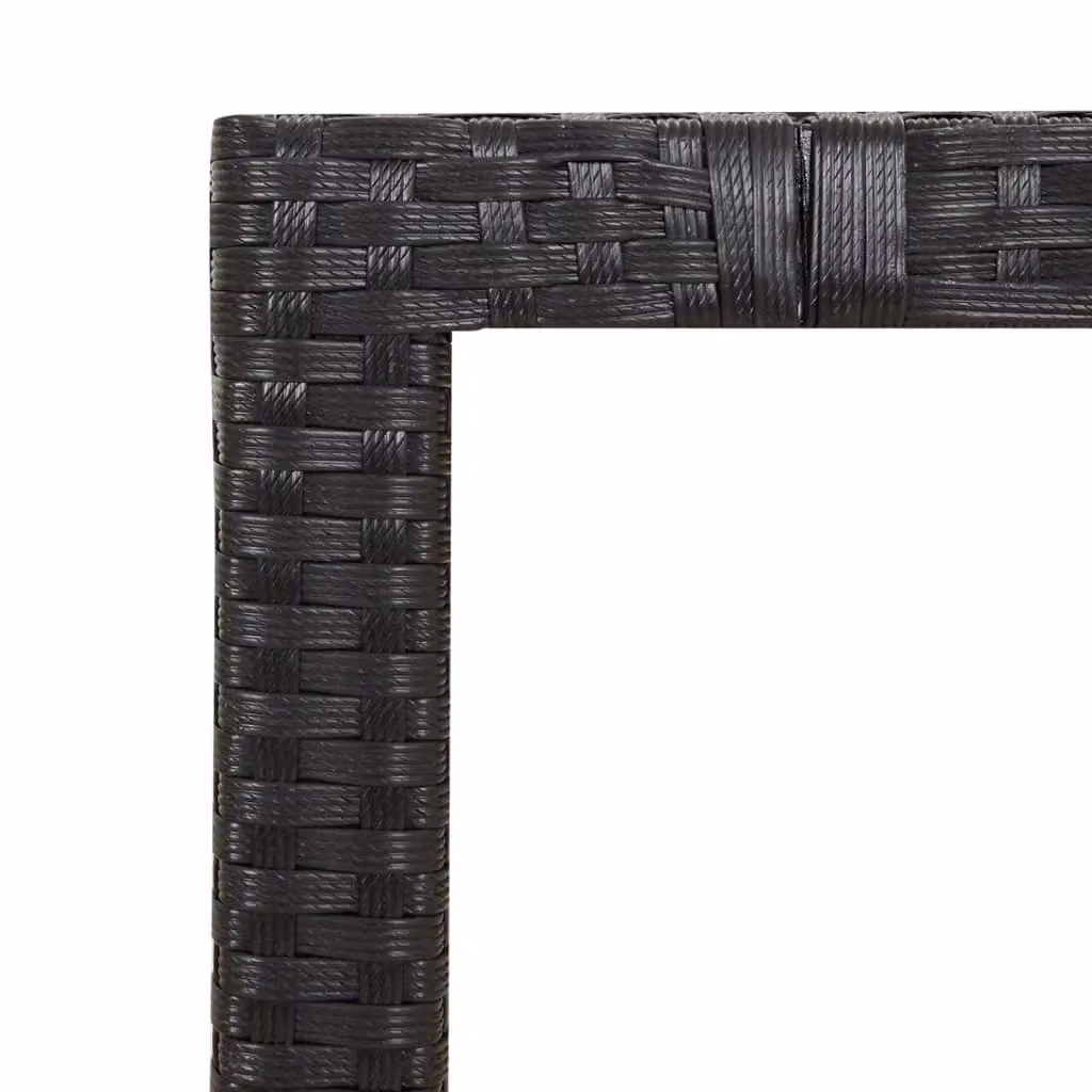 Berkfield Home Garden Table with Black Poly Rattan and Acacia Wood Top – 3
