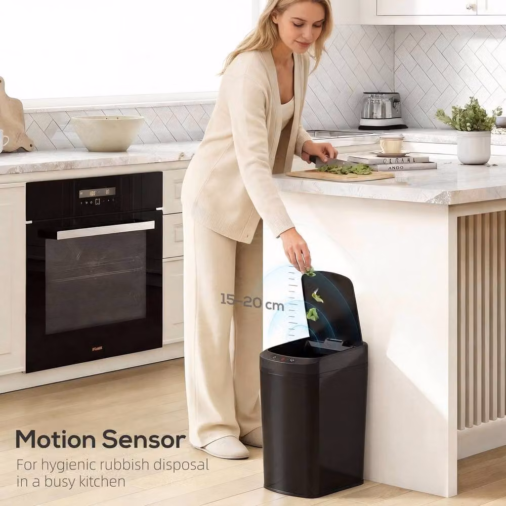 KORVIXA Black Automatic Touchless Motion Sensor Kitchen Bin W/D/H: 60 x 23 x 42.1 cm – 3