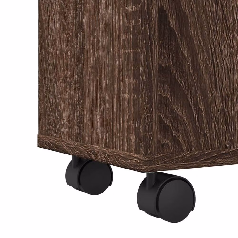 Berkfield Home Narrow Freestanding Bathroom Cabinet with Wheels in Brown Oak – 4