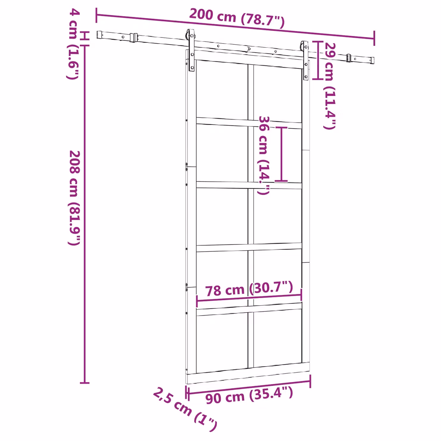 Berkfield Home Rustic Sliding Door in Brown Solid Pine Wood, W: 90 cm, H: 208 cm – 2