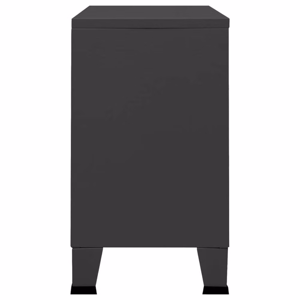 Berkfield Home Industrial Sideboard in Anthracite and Black Metal and Glass, W/D/H: 105 x 35 x 62 cm – 3