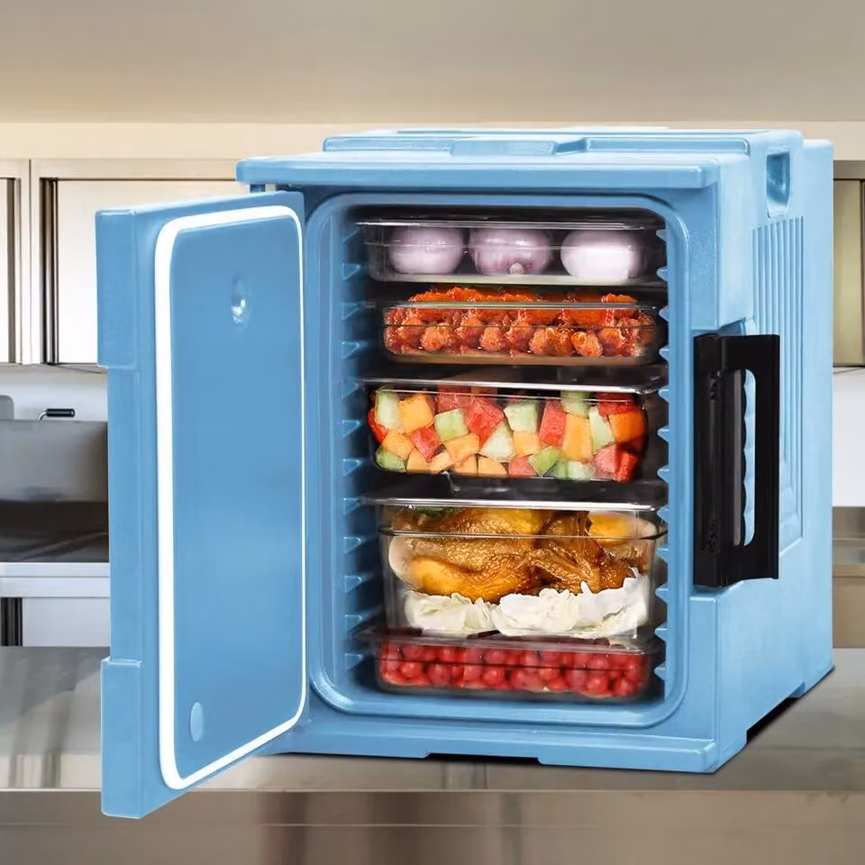 Costway Portable Insulated End-Loading Food Pan Carrier, Blue, Holds 6 Full-Size Pans – 3
