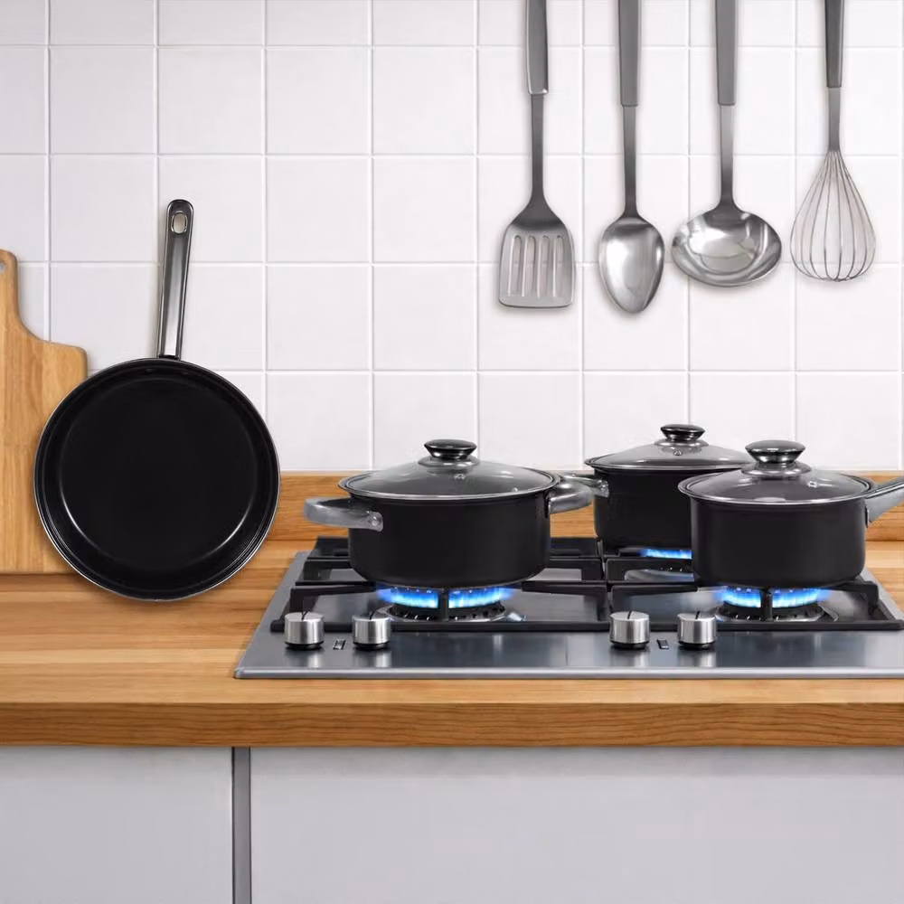 Carter & Clay 9 Piece Non-Stick Ceramic Cookware Set in Black including Saucepan and Frying Pan – 2
