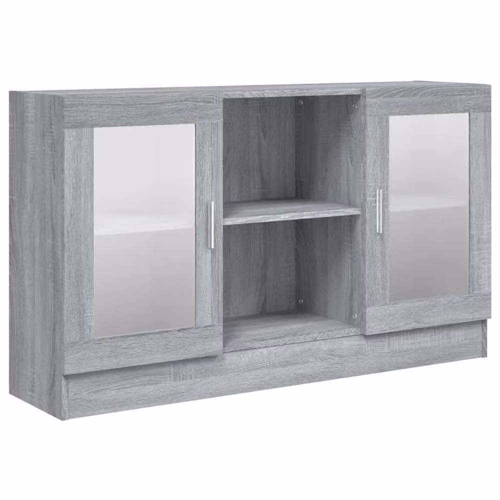 Berkfield Home Vitrine Cabinet in Grey with Glass Doors, W/D/H: 120 x 30.5 x 70 cm – 2