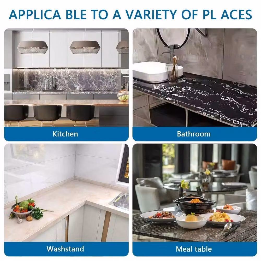 KORVIXA Self Adhesive Deep Grey Marble Kitchen Film, 10m – 2
