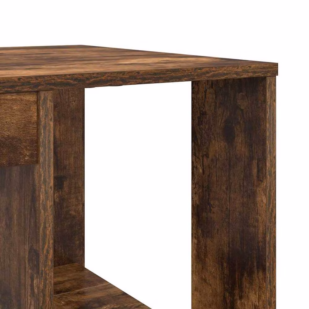 Berkfield Home Elegant Writing Desk in Smoked Oak Brown Solid Wood – 6