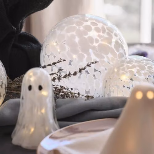 Lights4fun Large White Confetti Glass Globe Tabletop Decoration – 2