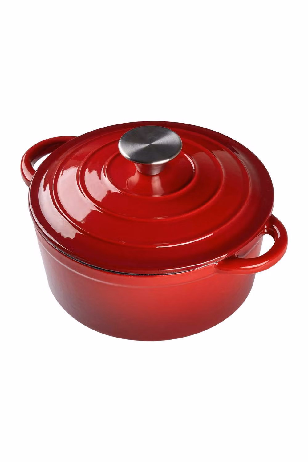 Garden Sanctuary Red Enamelled Cast Iron Dutch Oven Casserole Pot with Lid, 2.7 l – 2