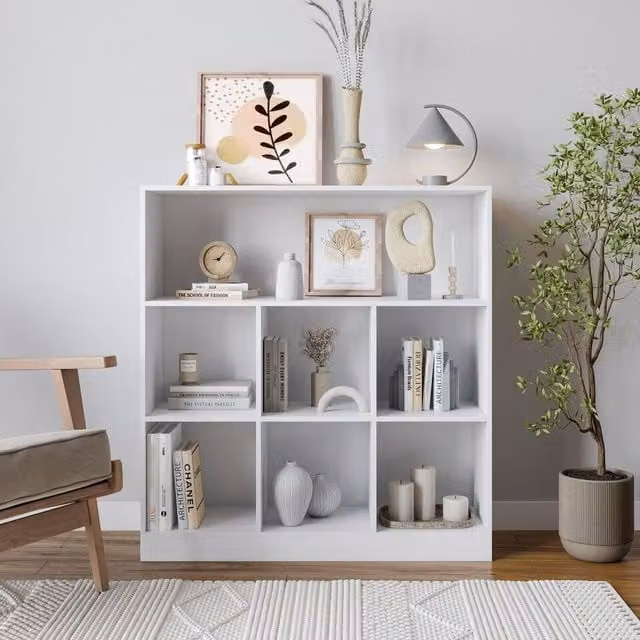 URBNLIVING Tall and Wide 7 Cube Wooden Bookcase in White